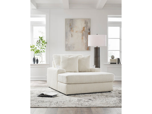 Lindyn Ivory Chaise w/ 2 Cup Holders & USB Charging Port - Ornate Home