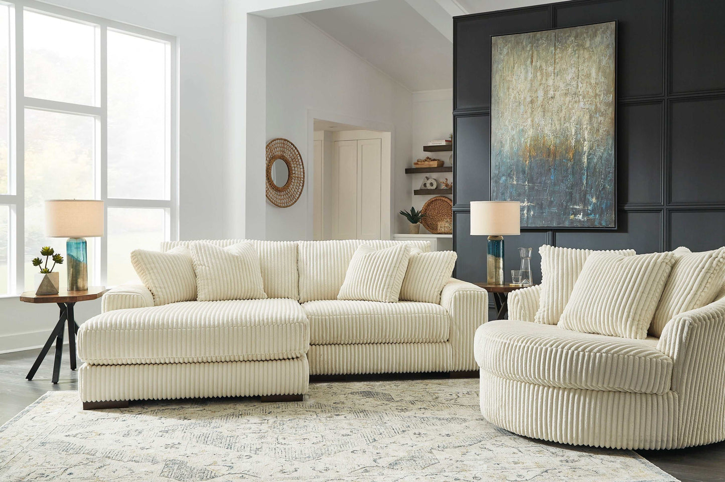 Lindyn Ivory 2pc LAF Chaise Sectional