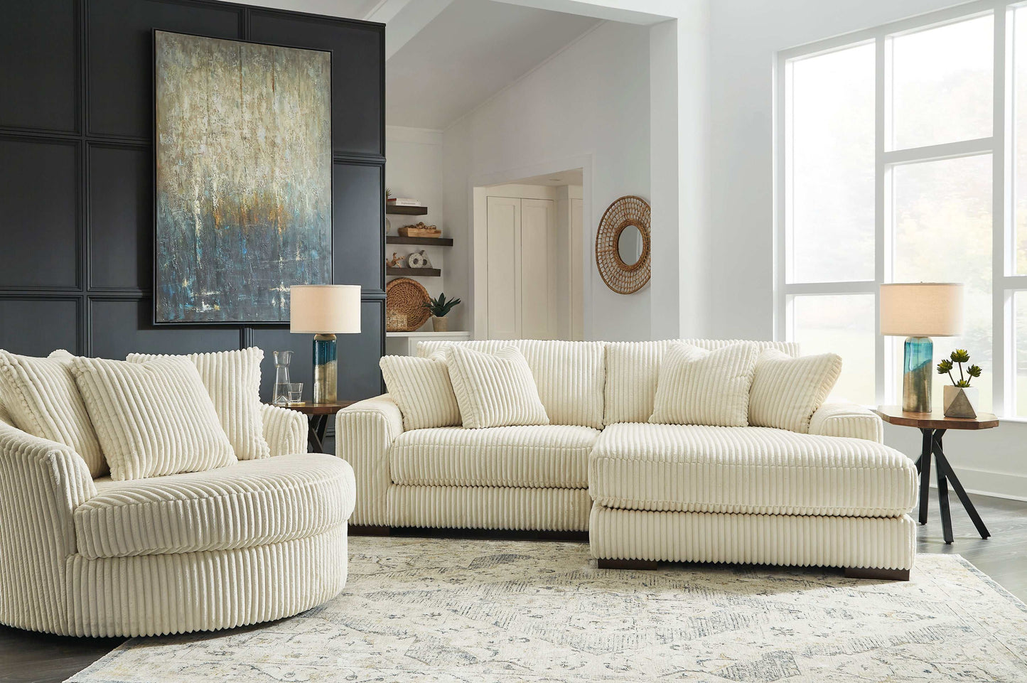 Lindyn Ivory 2pc RAF Chaise Sectional