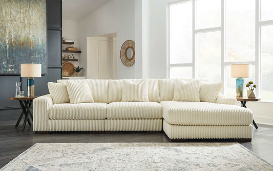 Lindyn Ivory 3pc RAF Chaise Sectional