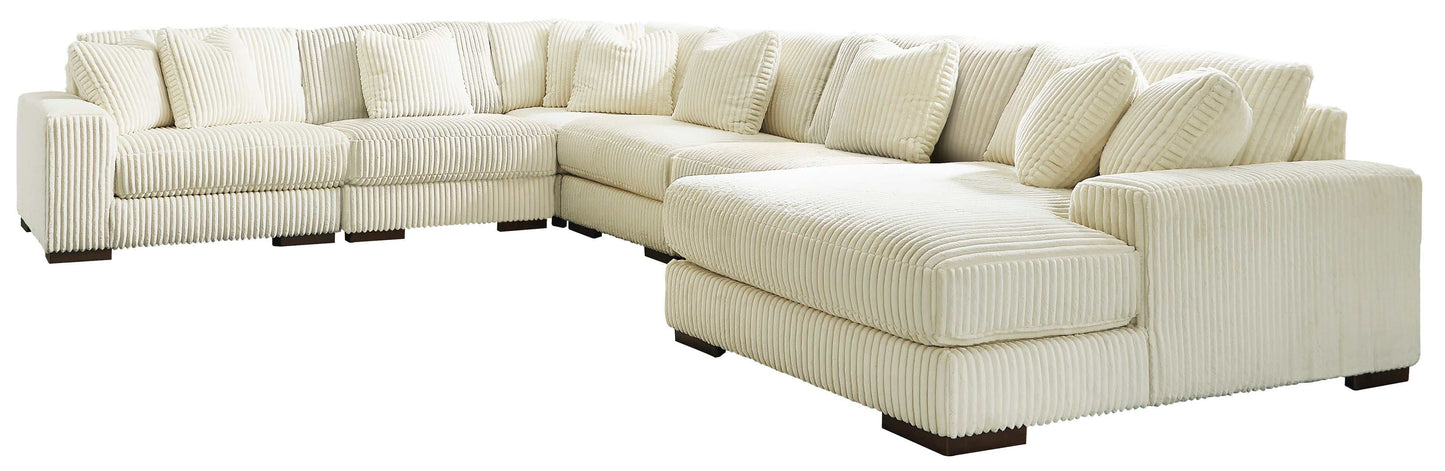 Lindyn Ivory 6pc RAF Chaise Sectional