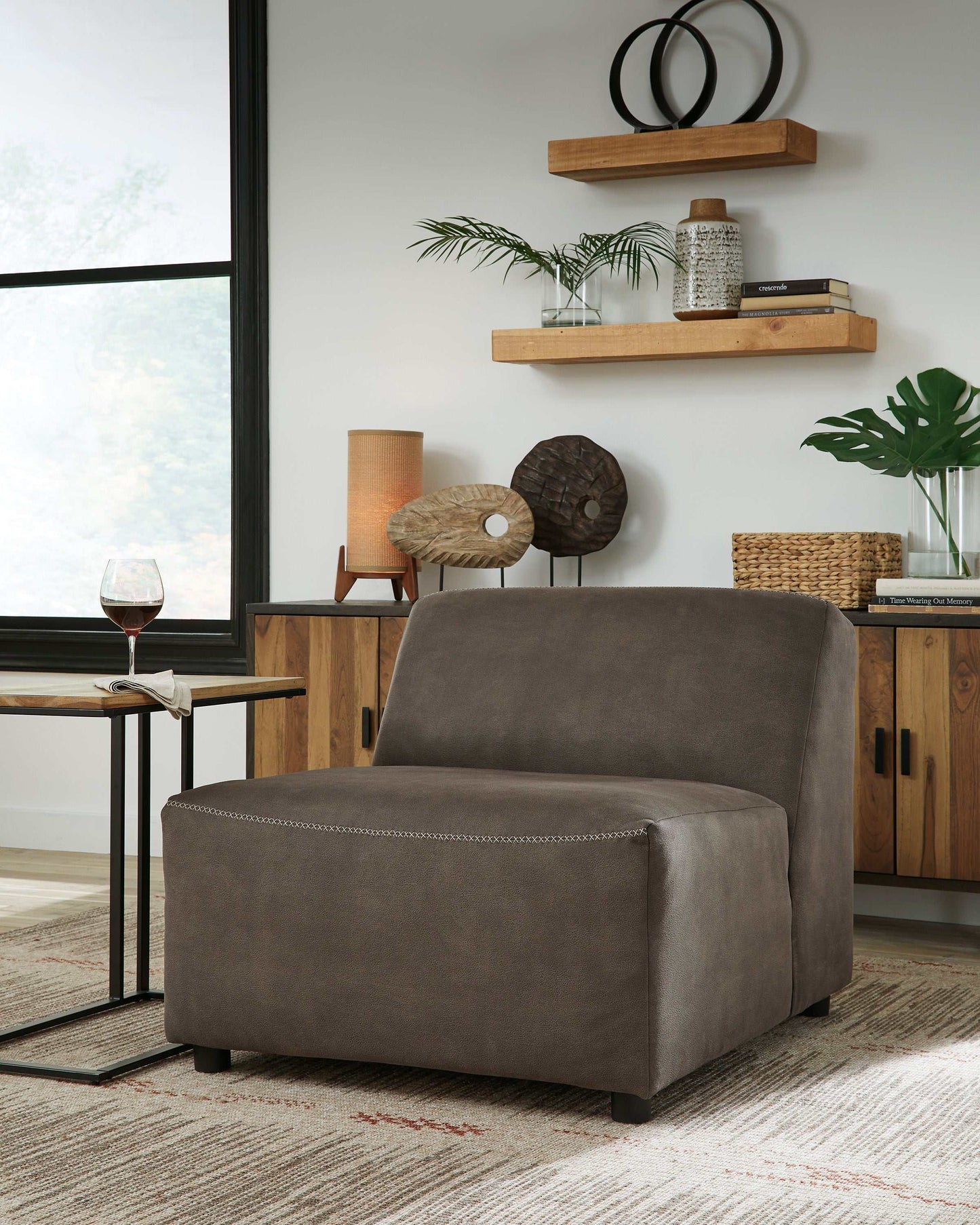 Allena Gunmetal Modular Sectional Armless Loveseat