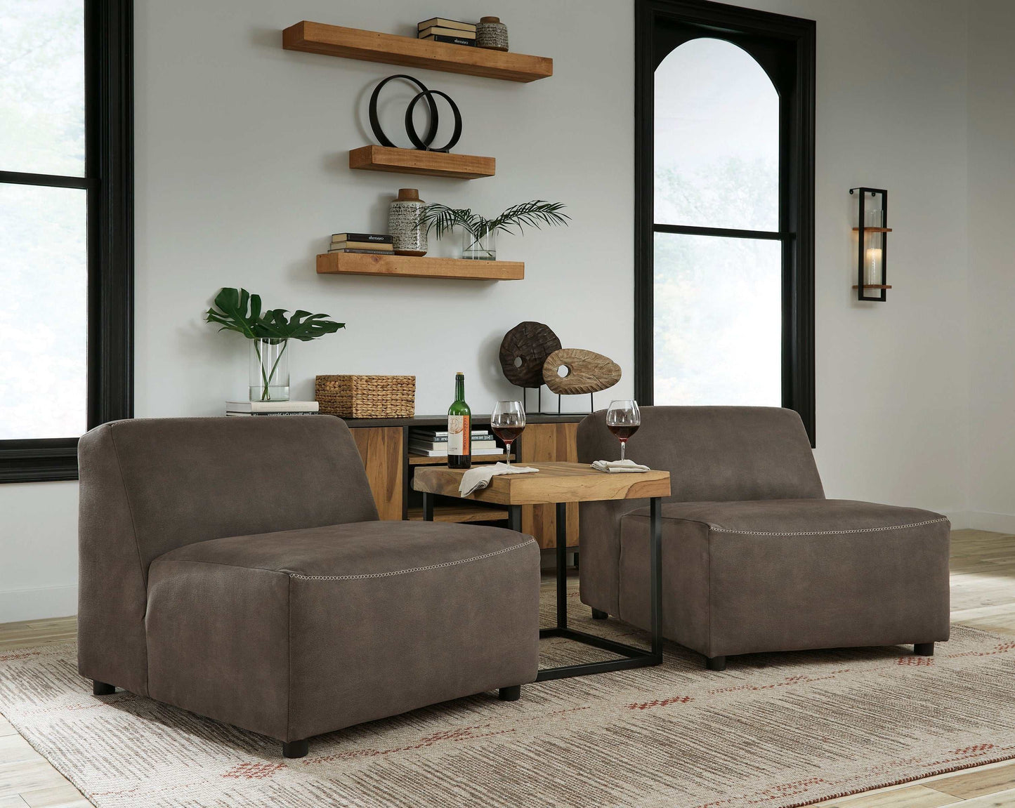 Allena Gunmetal Modular Sectional Armless Loveseat