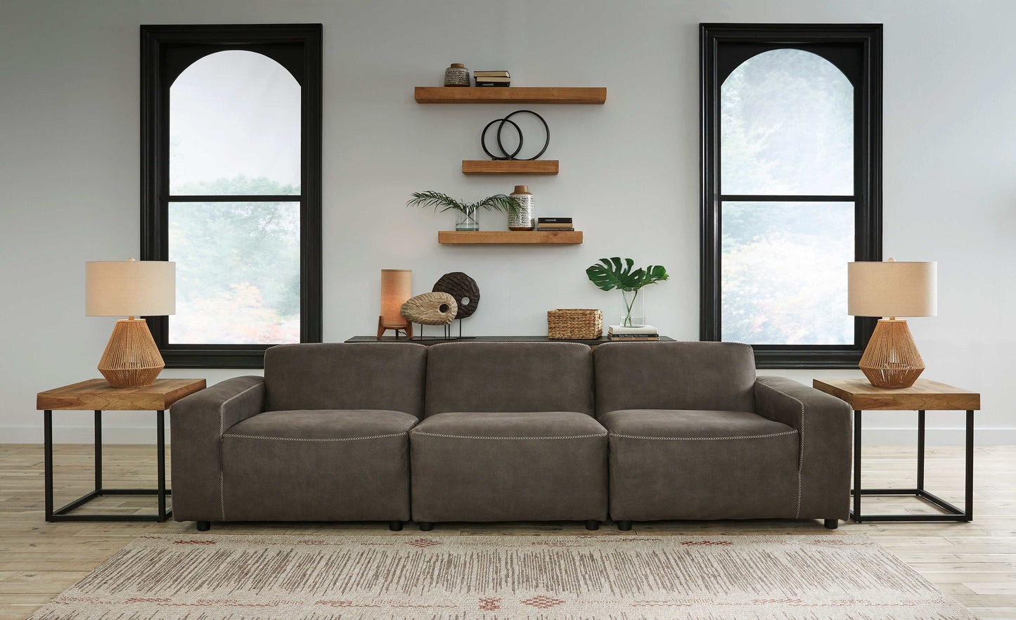 Allena Gunmetal Modular Sectional Sofa w/ Ottoman