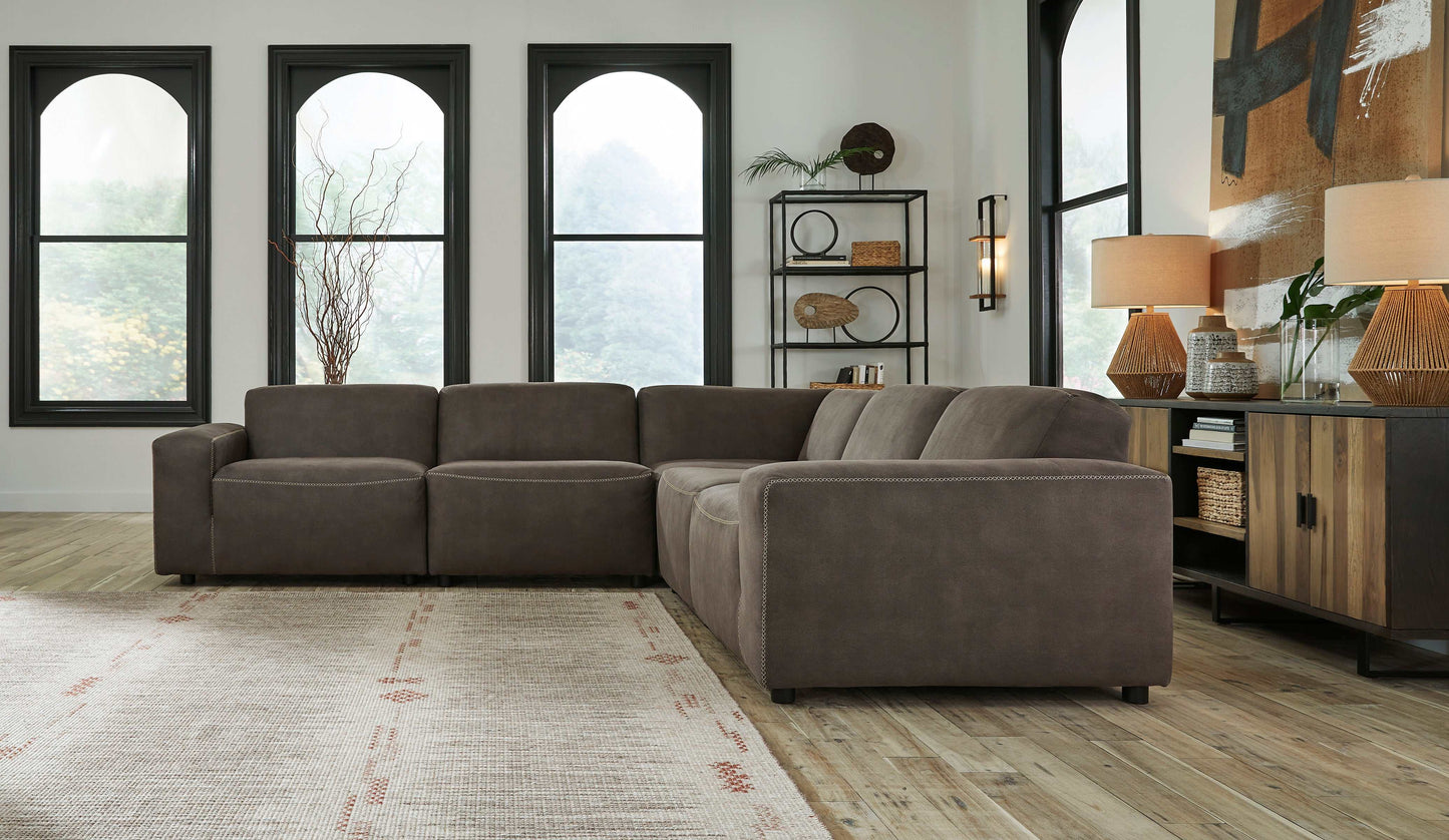 Allena Gunmetal 5pc Symmetrical Modular Sectional Sofa