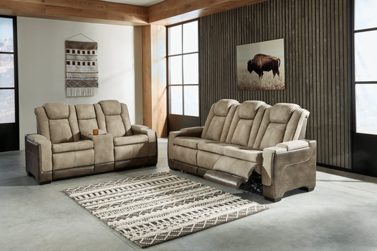 Next-Gen DuraPella Sand Power Reclining Sofa and Loveseat