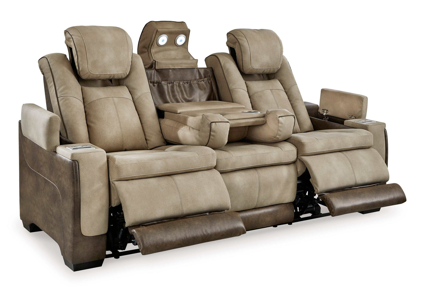 Next-Gen DuraPella Sand Power Reclining Sofa w/ Drop-Down Table