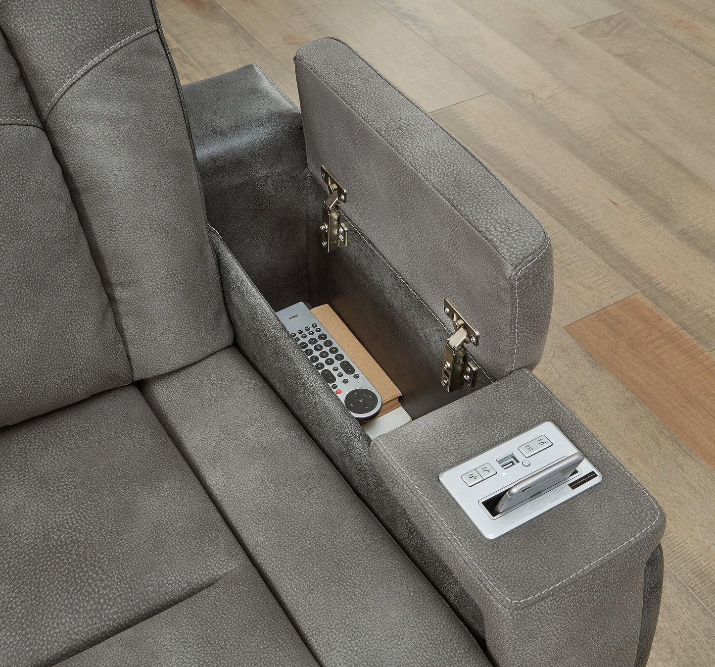 Next-Gen DuraPella Gray Power Reclining Sofa, Loveseat and Recliner