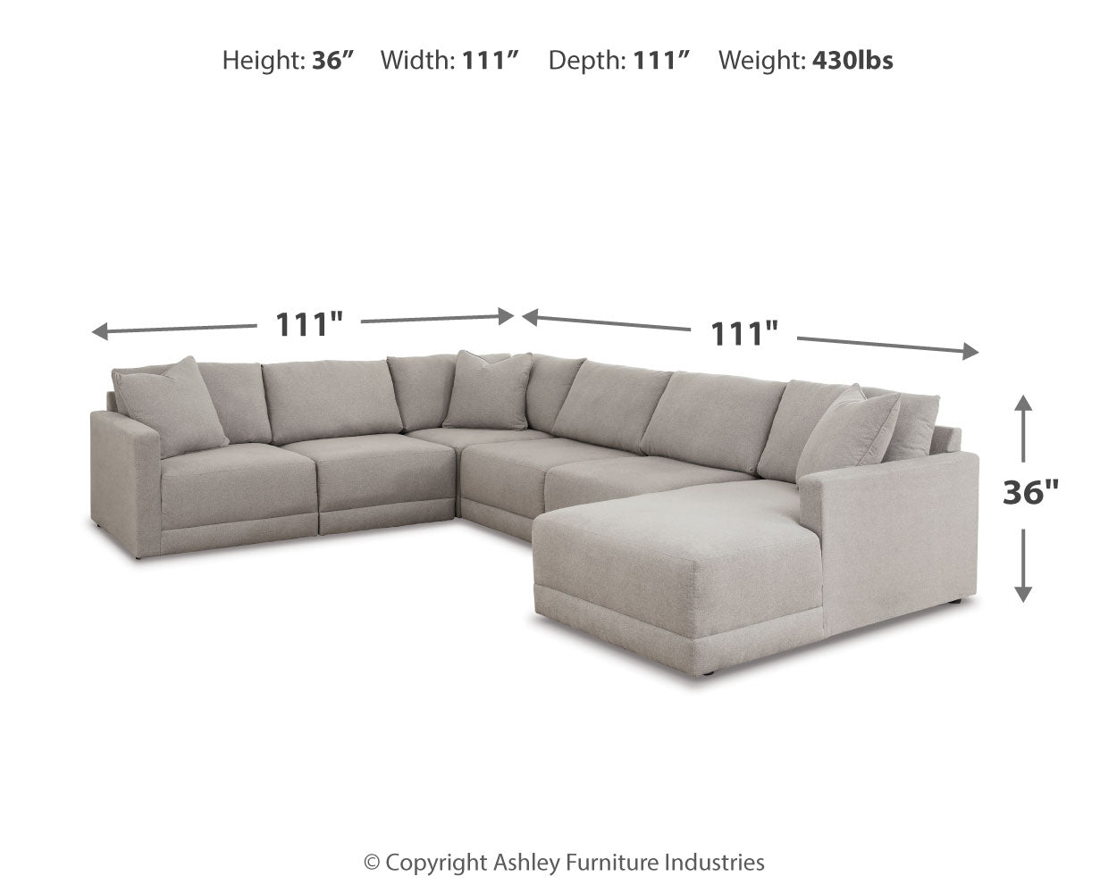 Katany Shadow 6pc Sectional with Chaise