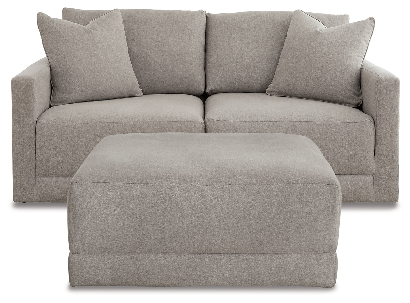 Katany Gray 2-Piece Sectional Loveseat and Ottoman