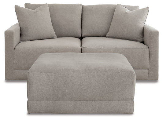 Katany Gray 2-Piece Sectional Loveseat and Ottoman