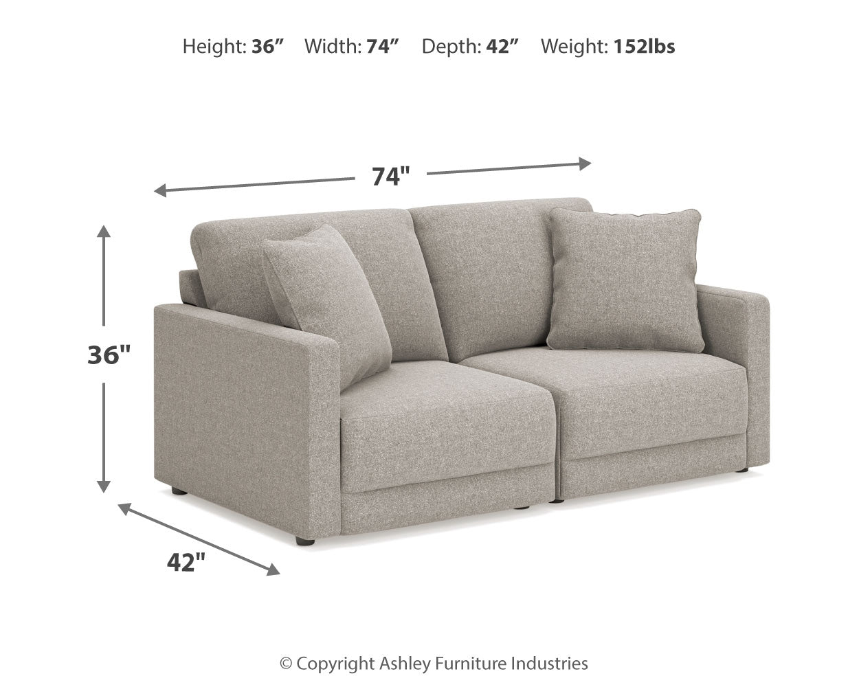 Katany Gray 2-Piece Sectional Loveseat and Ottoman