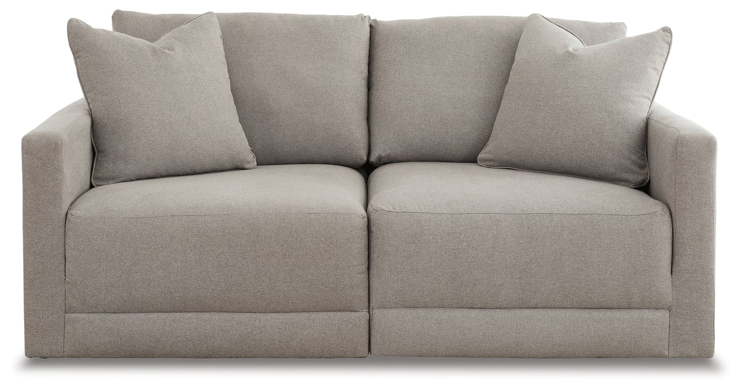 Katany Gray 2-Piece Sectional Loveseat and Ottoman