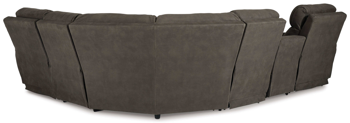 Hoopster Gunmetal 6pc Power Reclining Sectional w/ Touchscreen Console