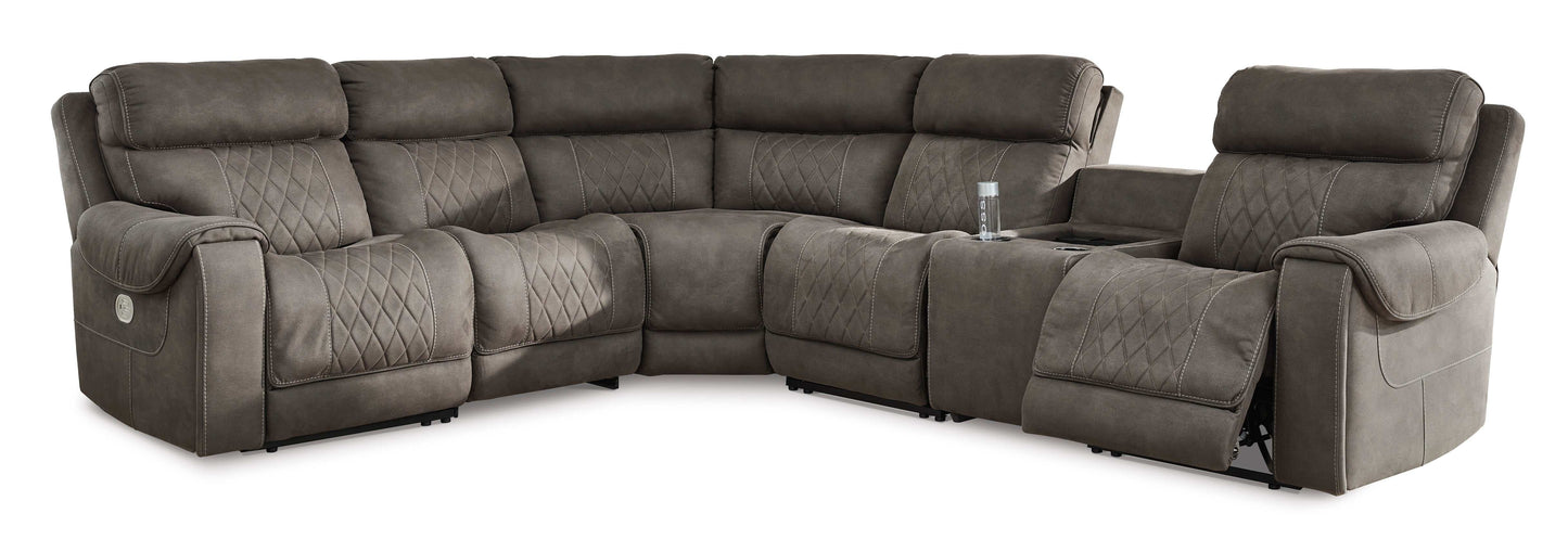 Hoopster Gunmetal 6pc Power Reclining Sectional w/ Touchscreen Console