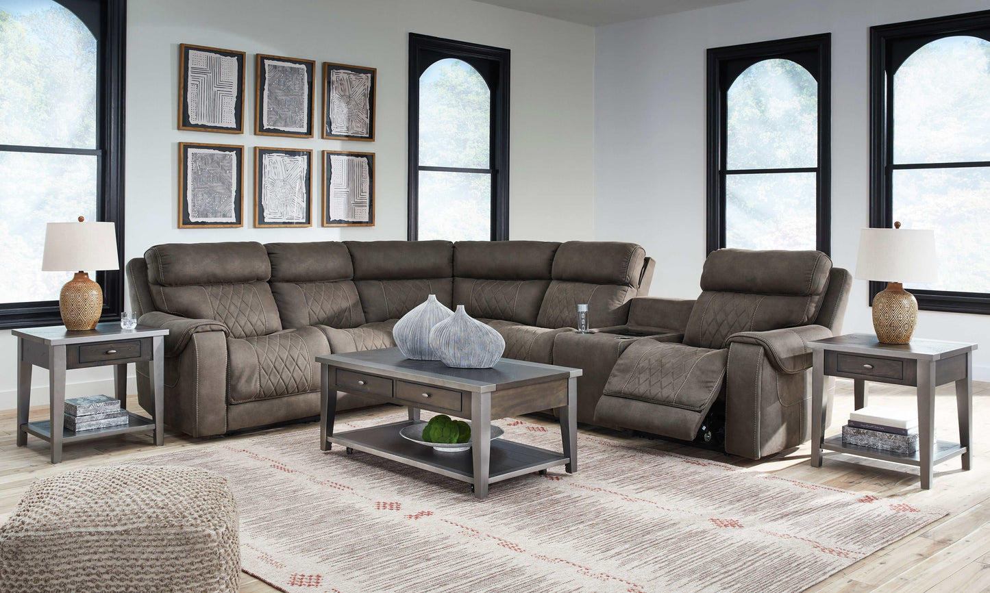 Hoopster Gunmetal 6pc Power Reclining Sectional w/ Touchscreen Console