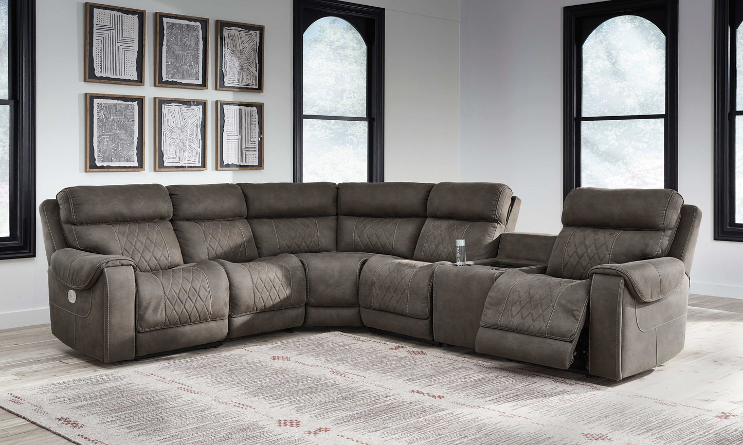 Hoopster Gunmetal 6pc Power Reclining Sectional w/ Touchscreen Console