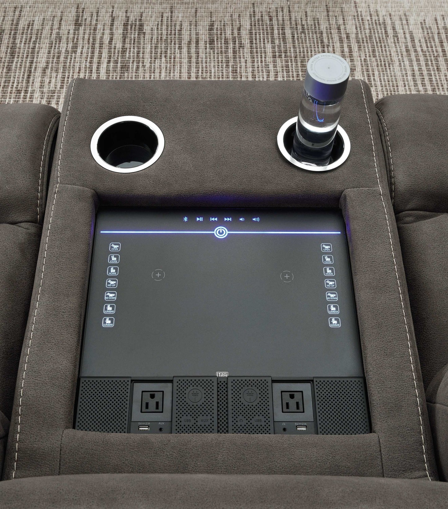 Hoopster Gunmetal 6pc Power Reclining Sectional w/ Touchscreen Console