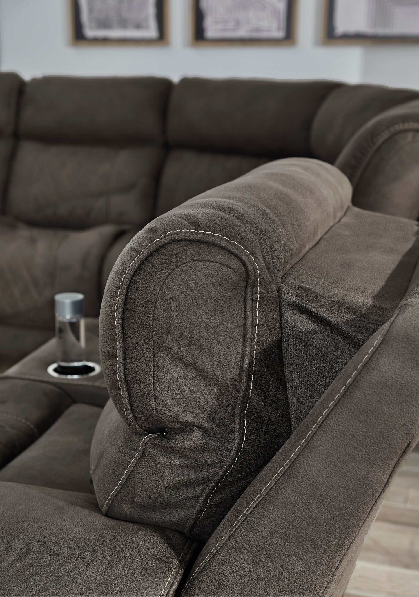 Hoopster Gunmetal 6pc Power Reclining Sectional w/ Touchscreen Console