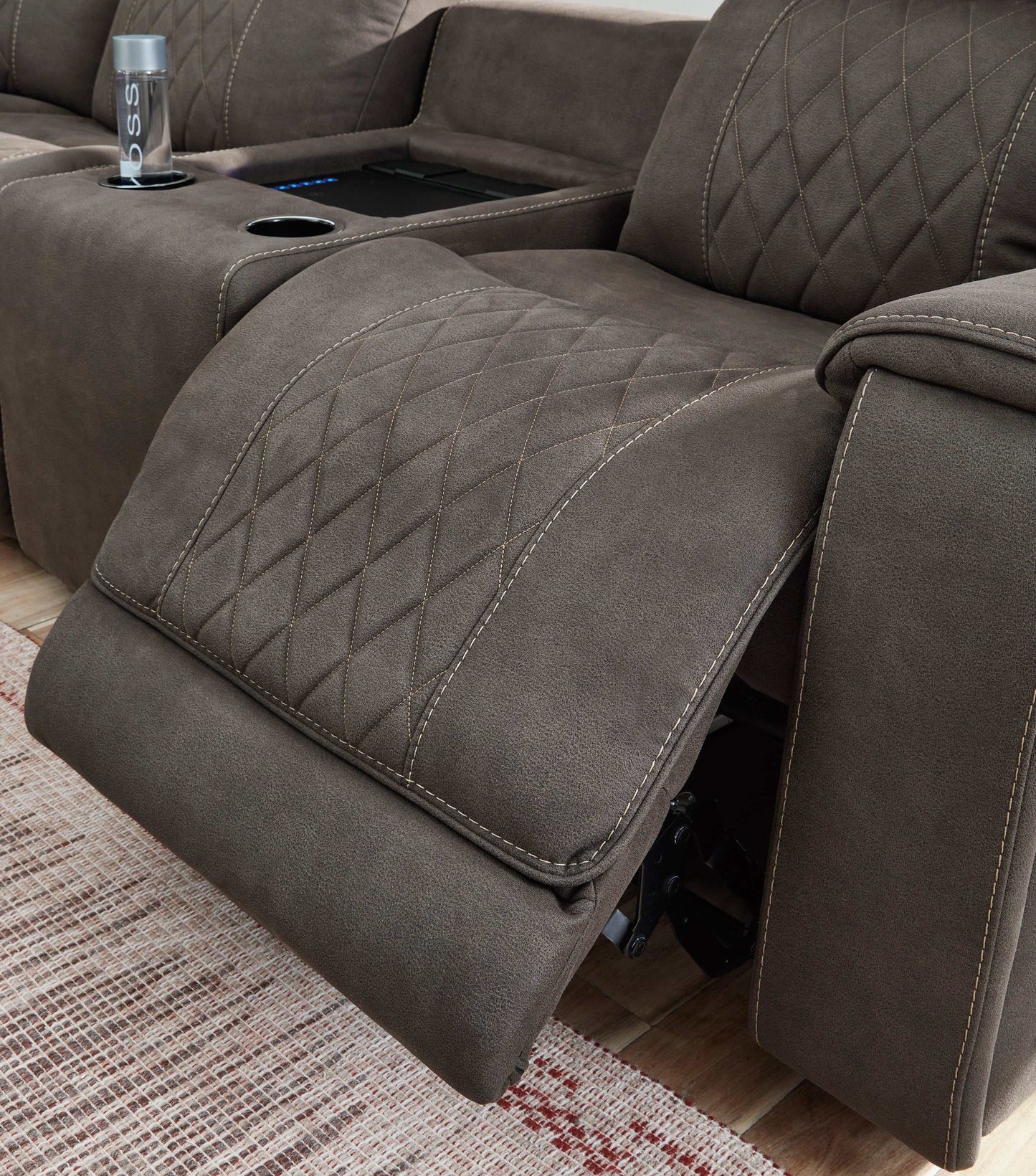 Hoopster Gunmetal 6pc Power Reclining Sectional w/ Touchscreen Console