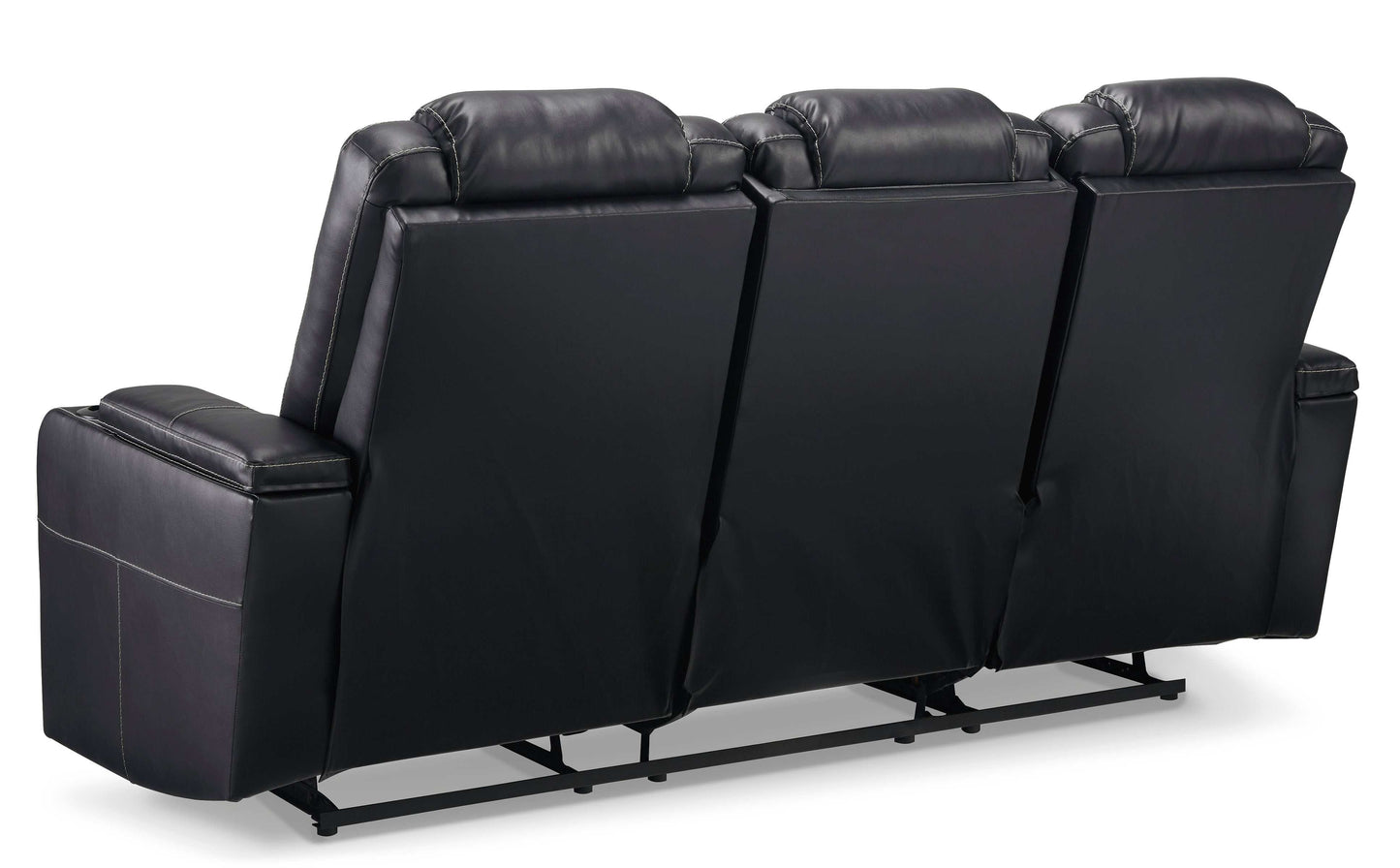 Center Point Black Reclining Sofa w/ Drop Down Table