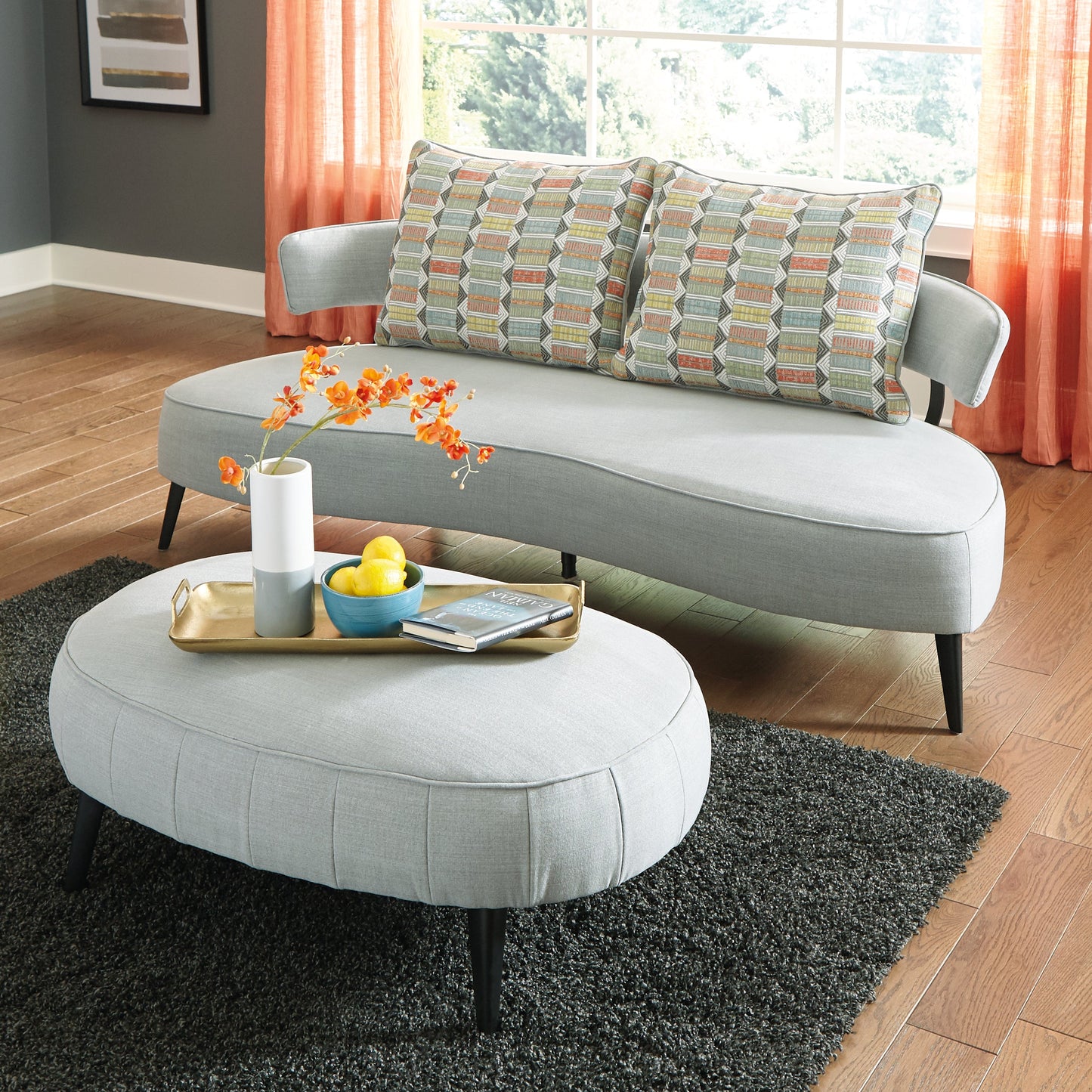 Hollyann Gray Sofa with Ottoman