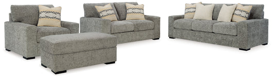 Dunmor Gray Sofa, Loveseat, Oversized Chair and Ottoman