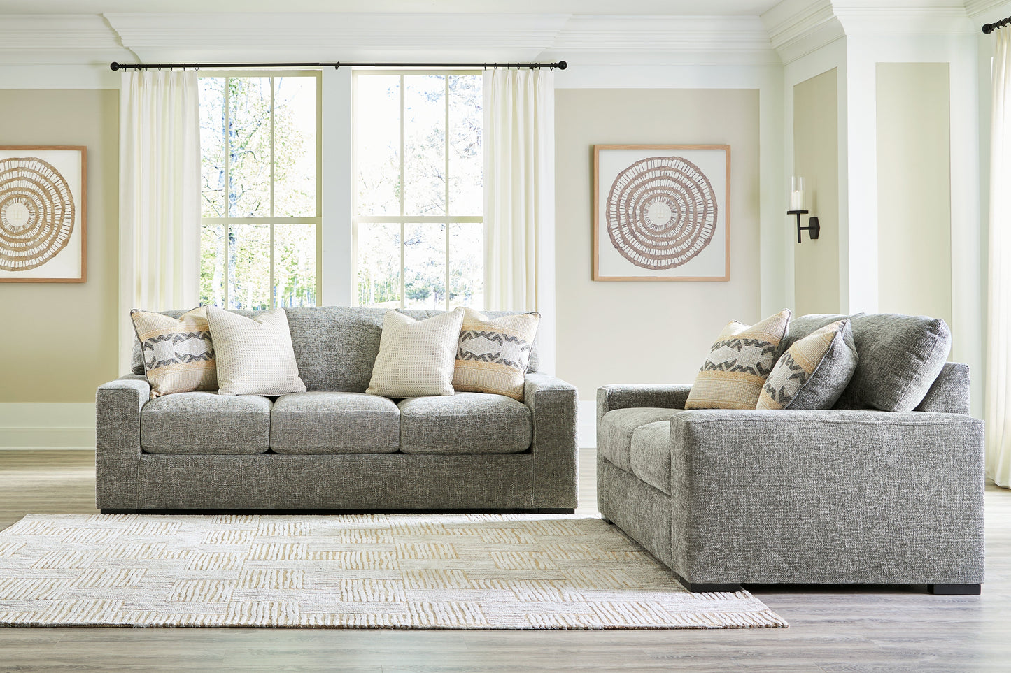 Dunmor Gray Sofa and Loveseat