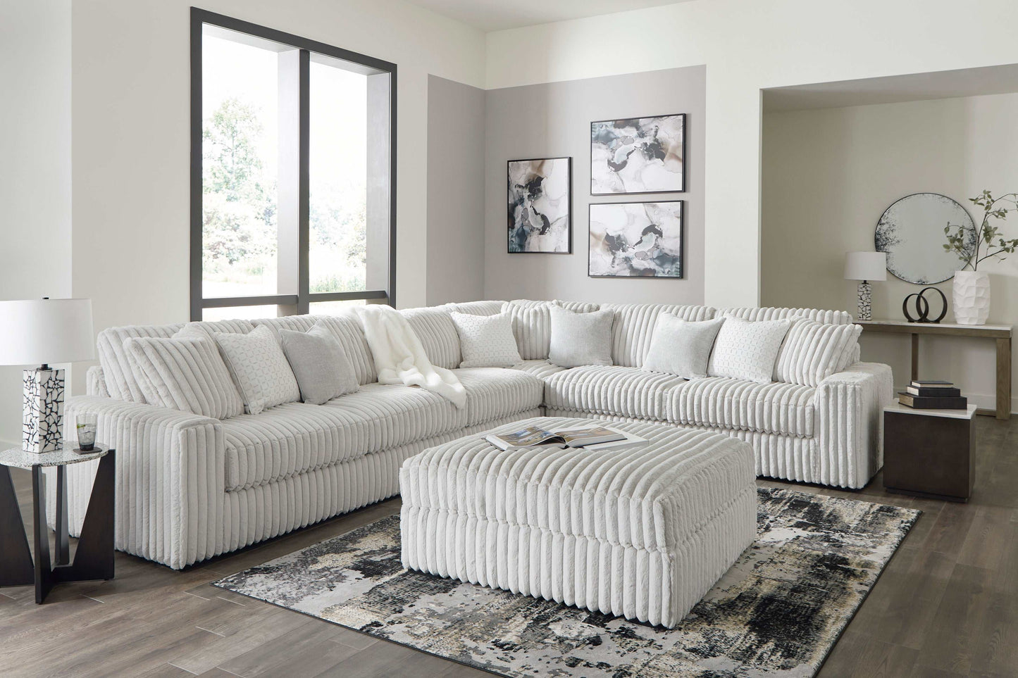 Stupendous Alloy Corduroy Symmetrical Sectional Living Room Set / 4pc