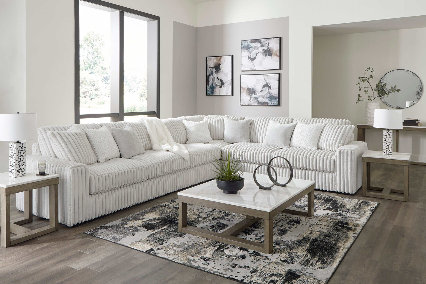 Stupendous Alloy Corduroy Symmetrical Sectional Living Room Set / 4pc