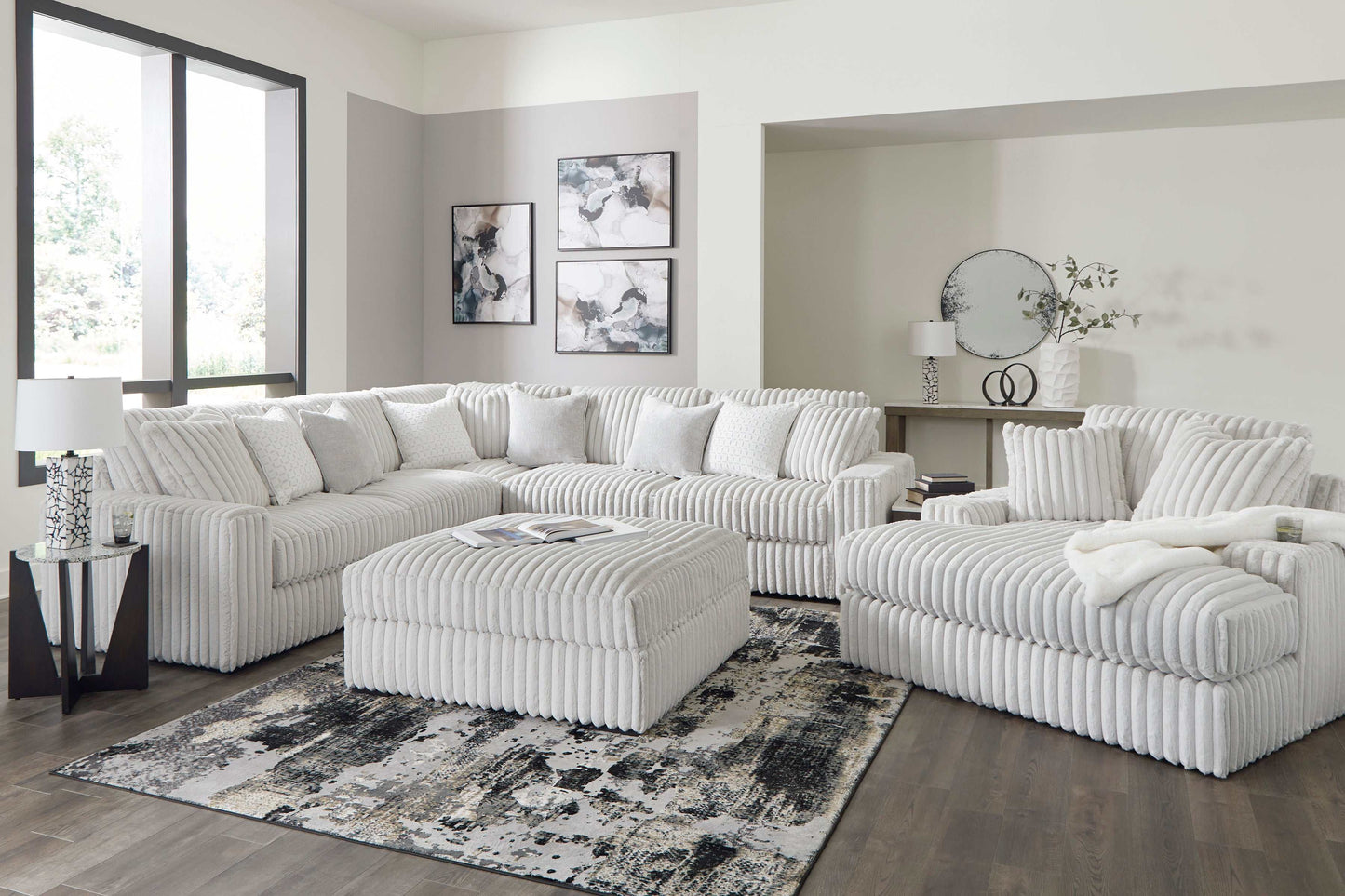 Stupendous Alloy Corduroy Symmetrical Sectional Living Room Set / 3pc