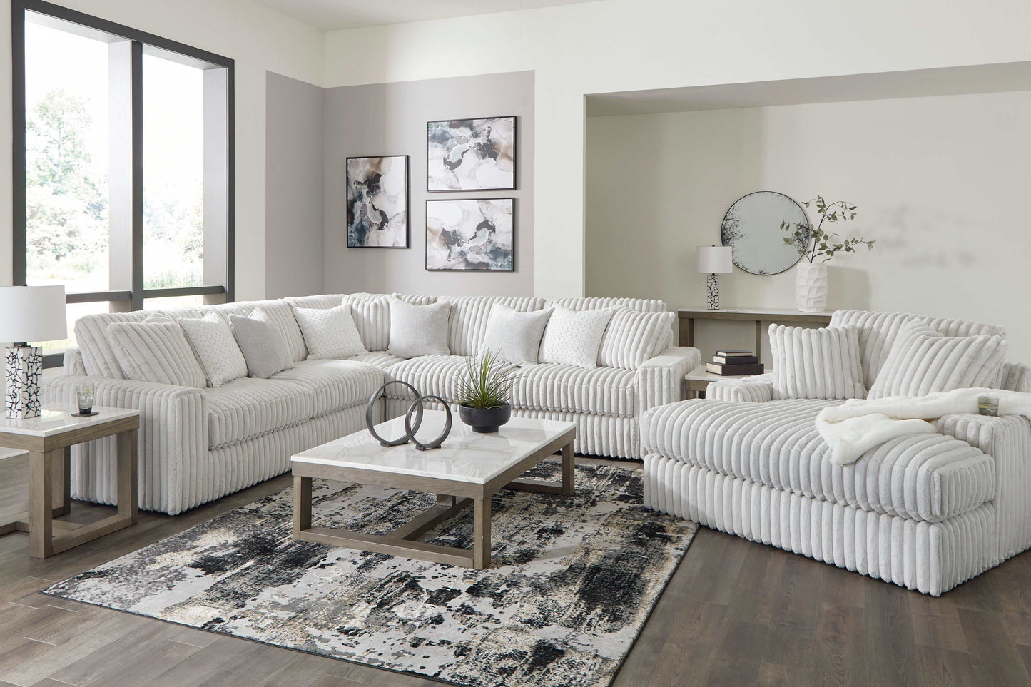 Stupendous Alloy Corduroy Symmetrical Sectional Living Room Set / 3pc