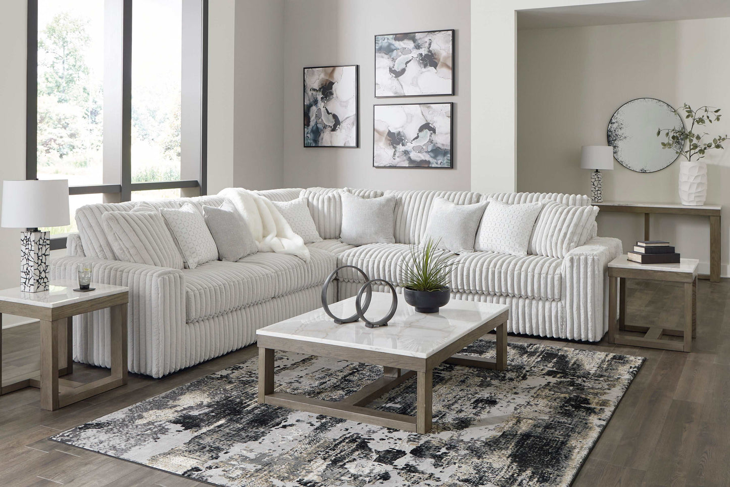 Stupendous Alloy Corduroy Symmetrical Sectional Living Room Set / 3pc