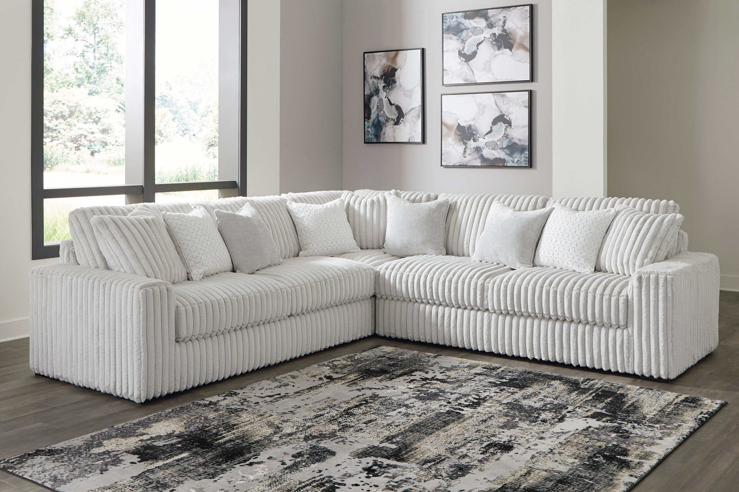 Stupendous Alloy Corduroy Symmetrical Sectional Living Room Set / 3pc