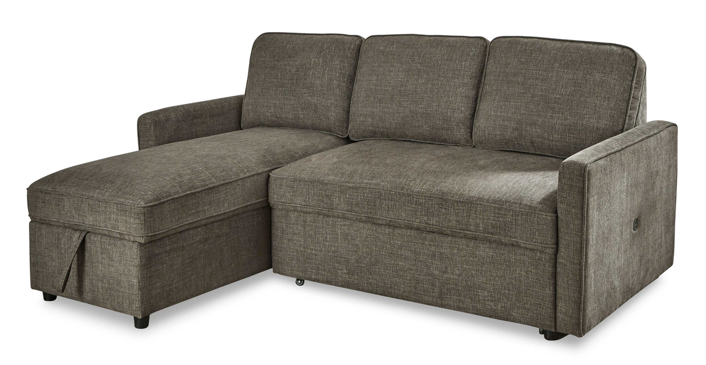 Kerle Charcoal Sectional Sofa w/ Pop-Up Bed