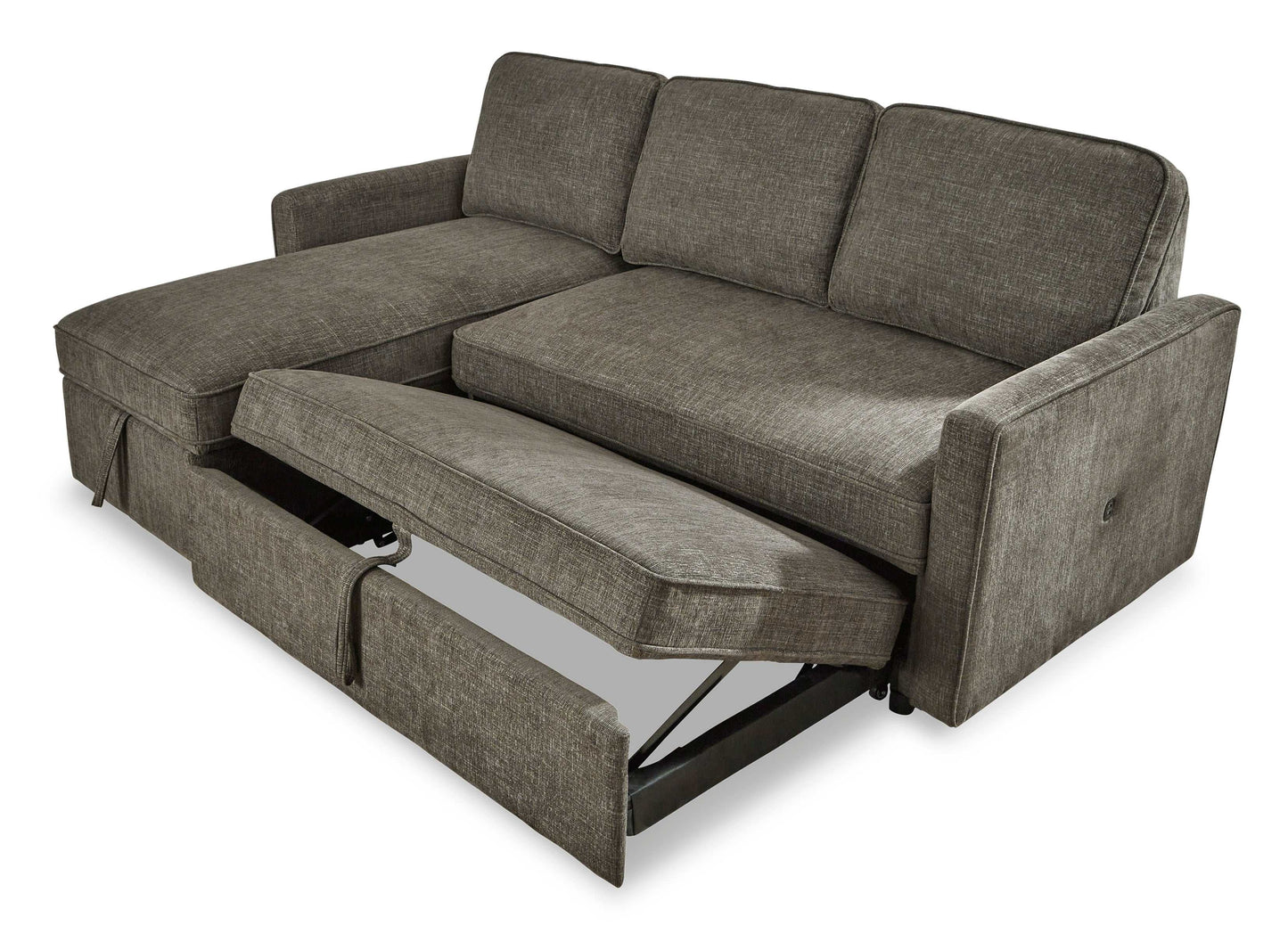 Kerle Charcoal Sectional Sofa w/ Pop-Up Bed