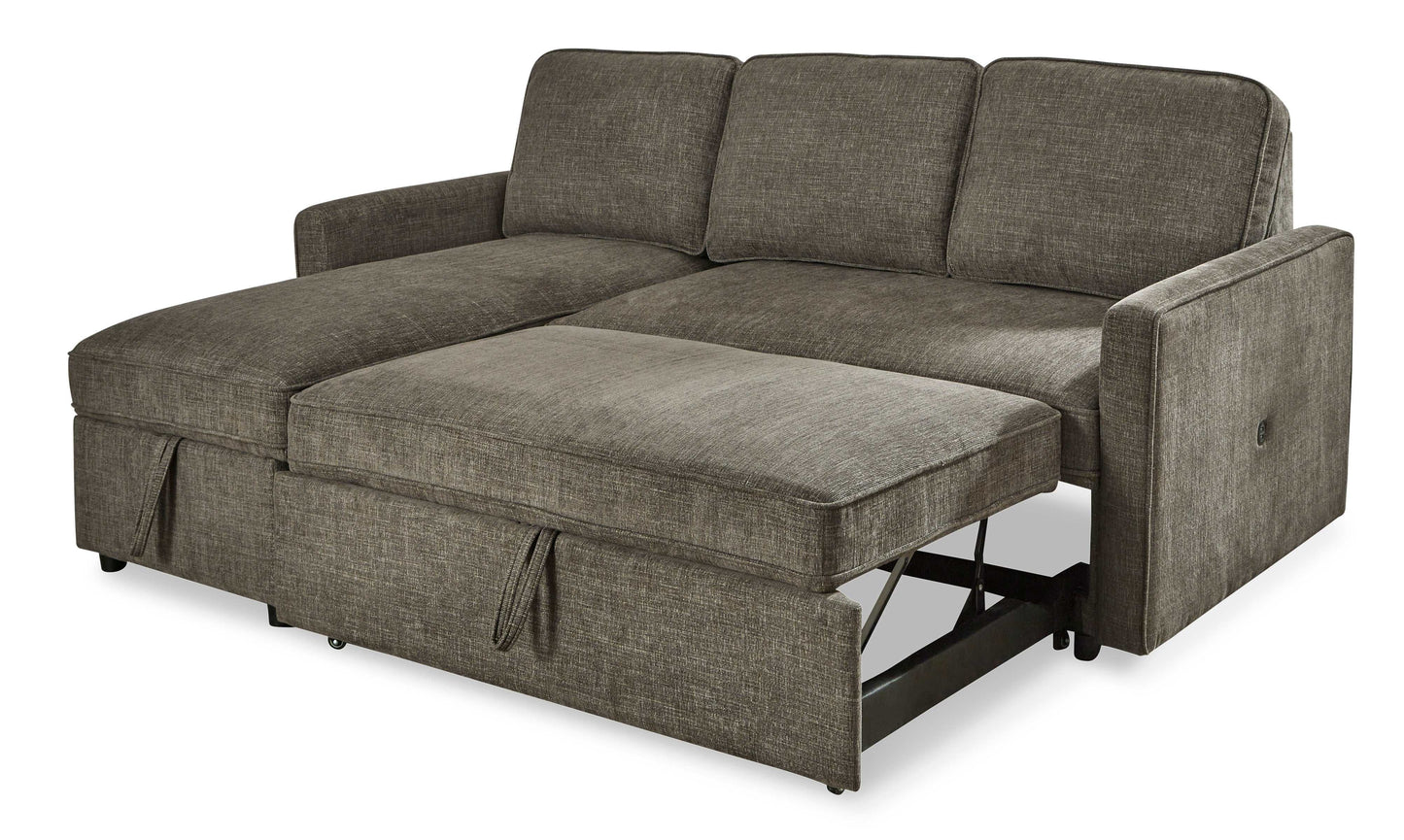 Kerle Charcoal Sectional Sofa w/ Pop-Up Bed