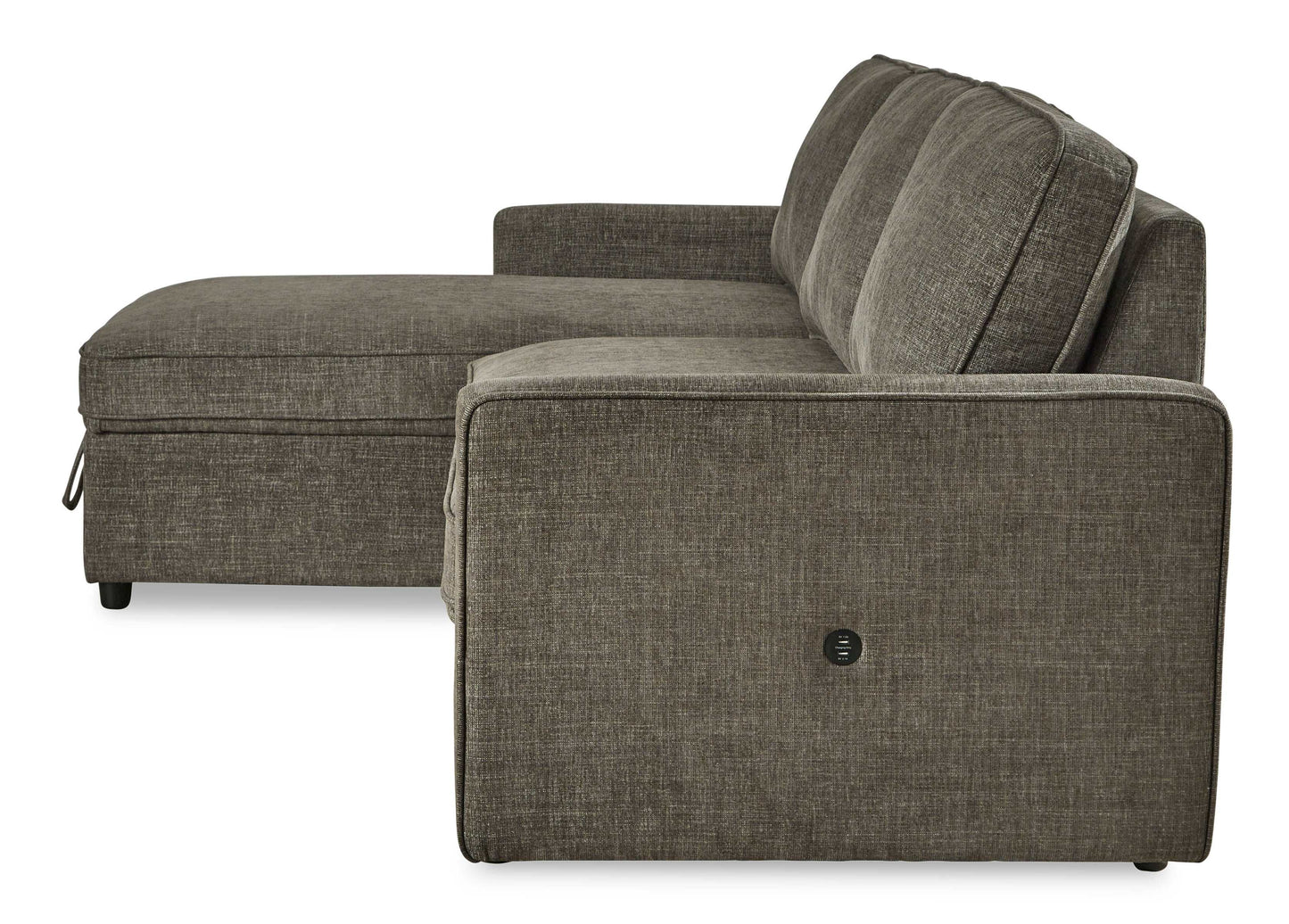 Kerle Charcoal Sectional Sofa w/ Pop-Up Bed