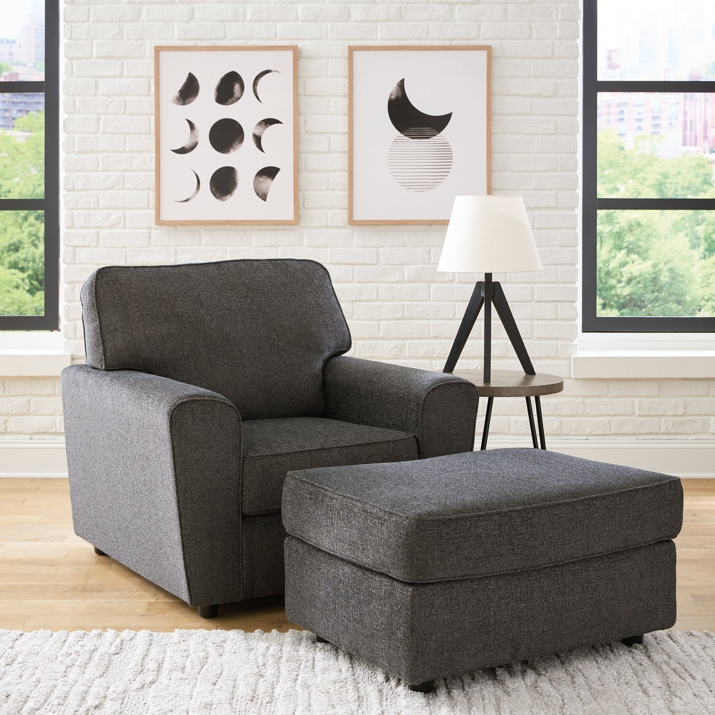 Cascilla Gray Chair and Ottoman