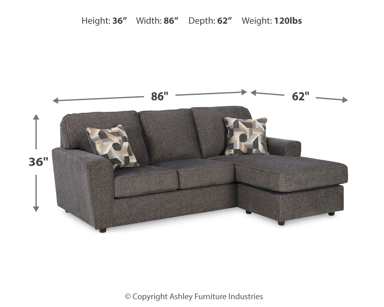 Cascilla Gray Sofa Chaise and Chair