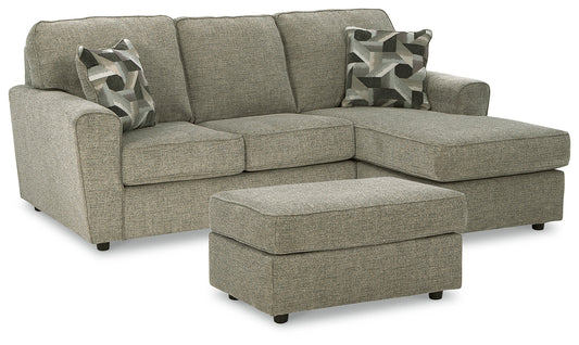 Cascilla Pewter Sofa Chaise and Ottoman