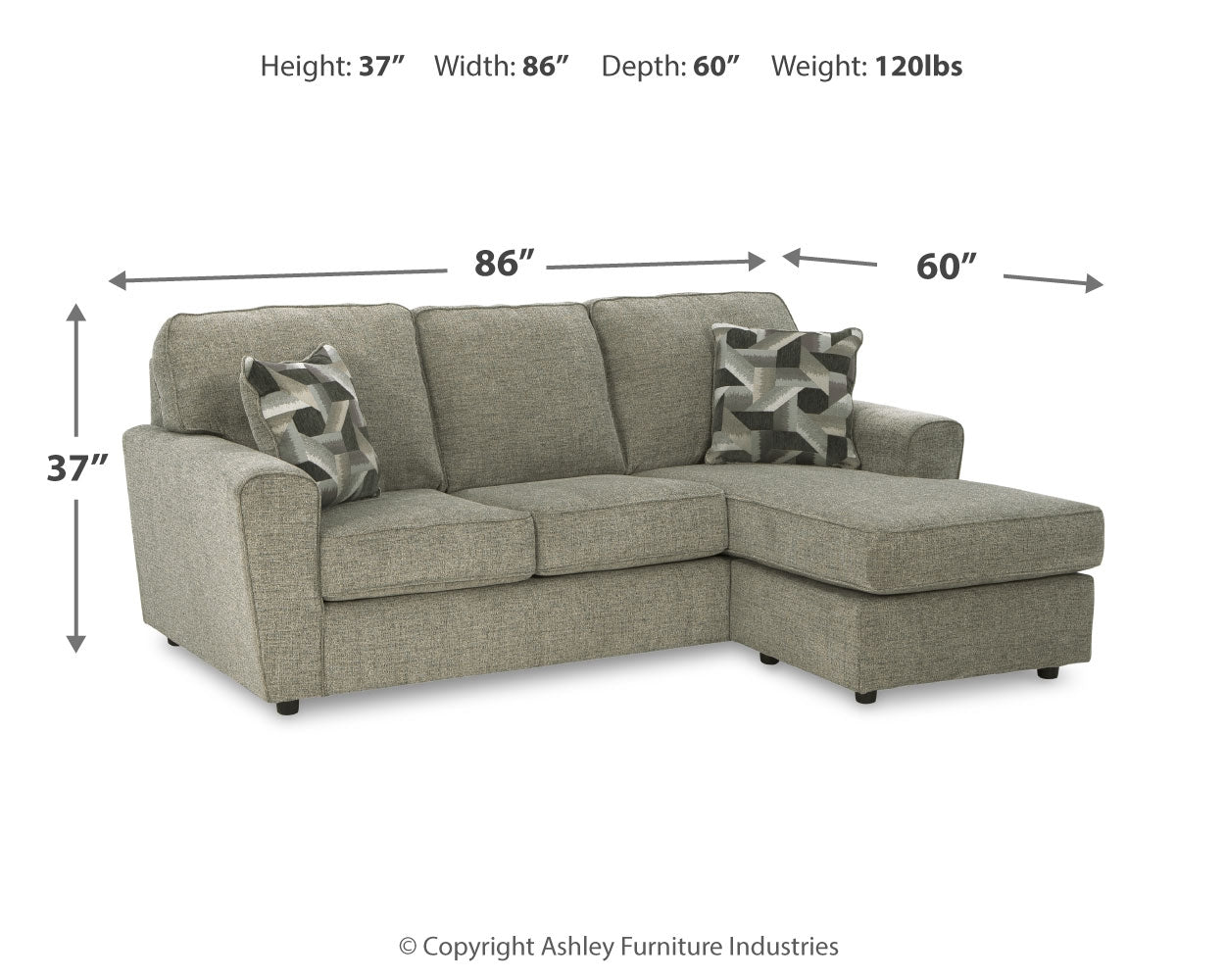 Cascilla Pewter Sofa Chaise and Loveseat