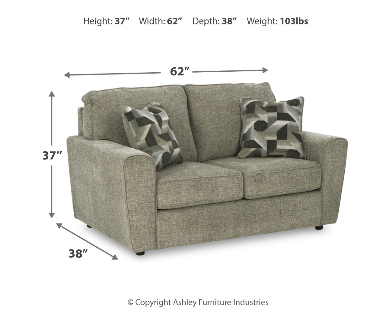 Cascilla Pewter Sofa Chaise and Loveseat