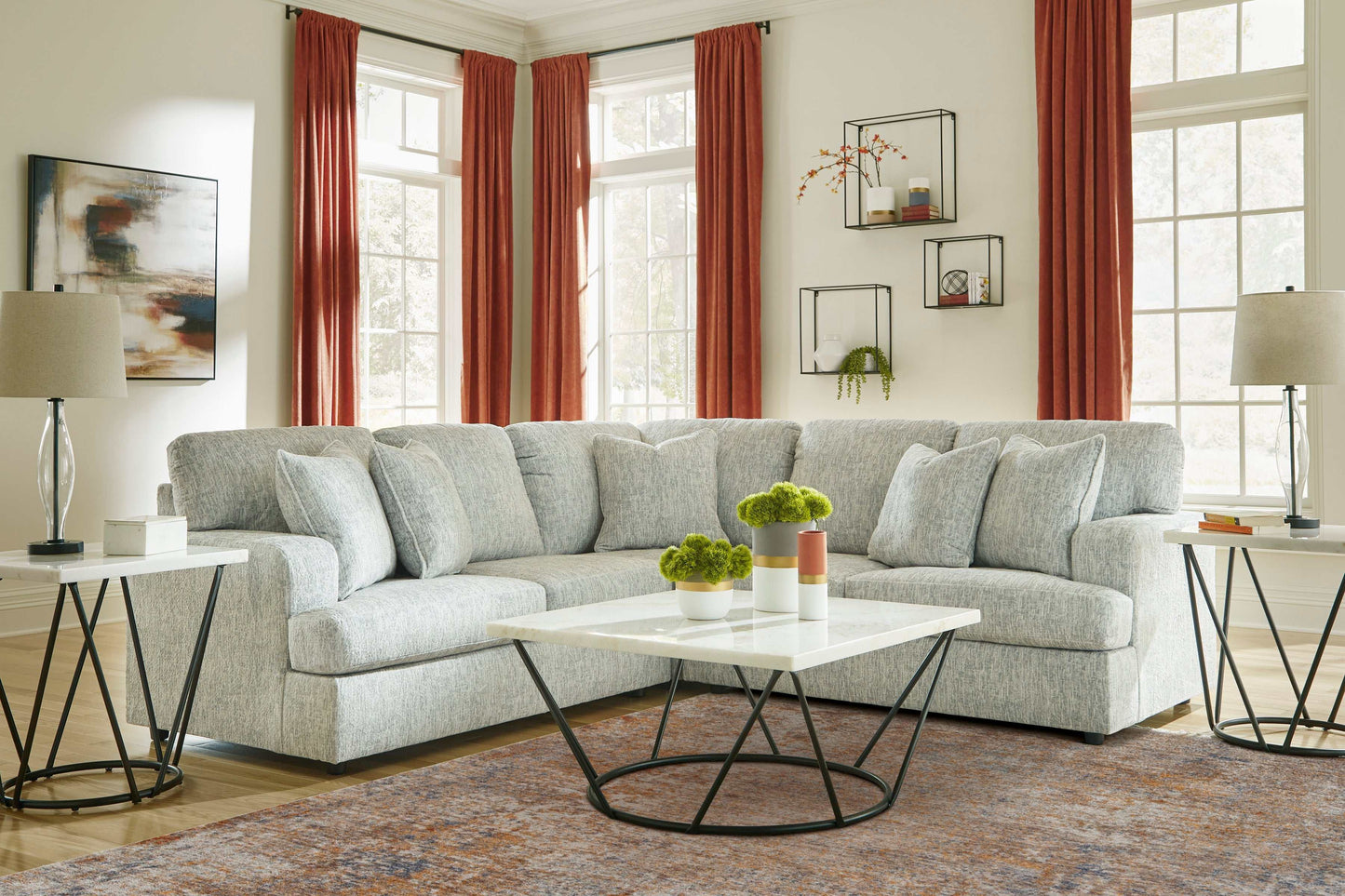 Playwrite Gray 3pc Symmetrical Sectional Sofa