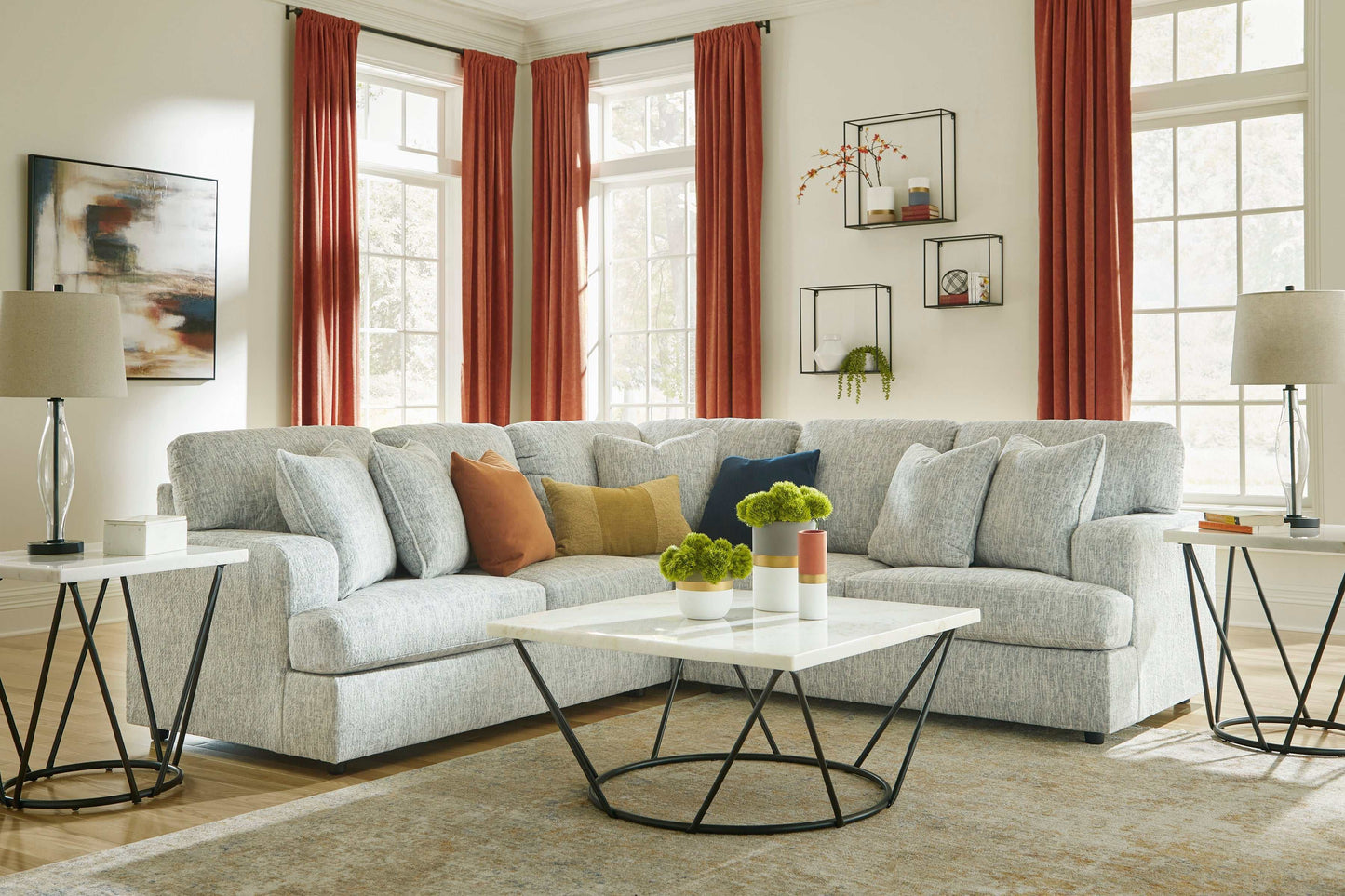 Playwrite Gray 3pc Symmetrical Sectional Sofa