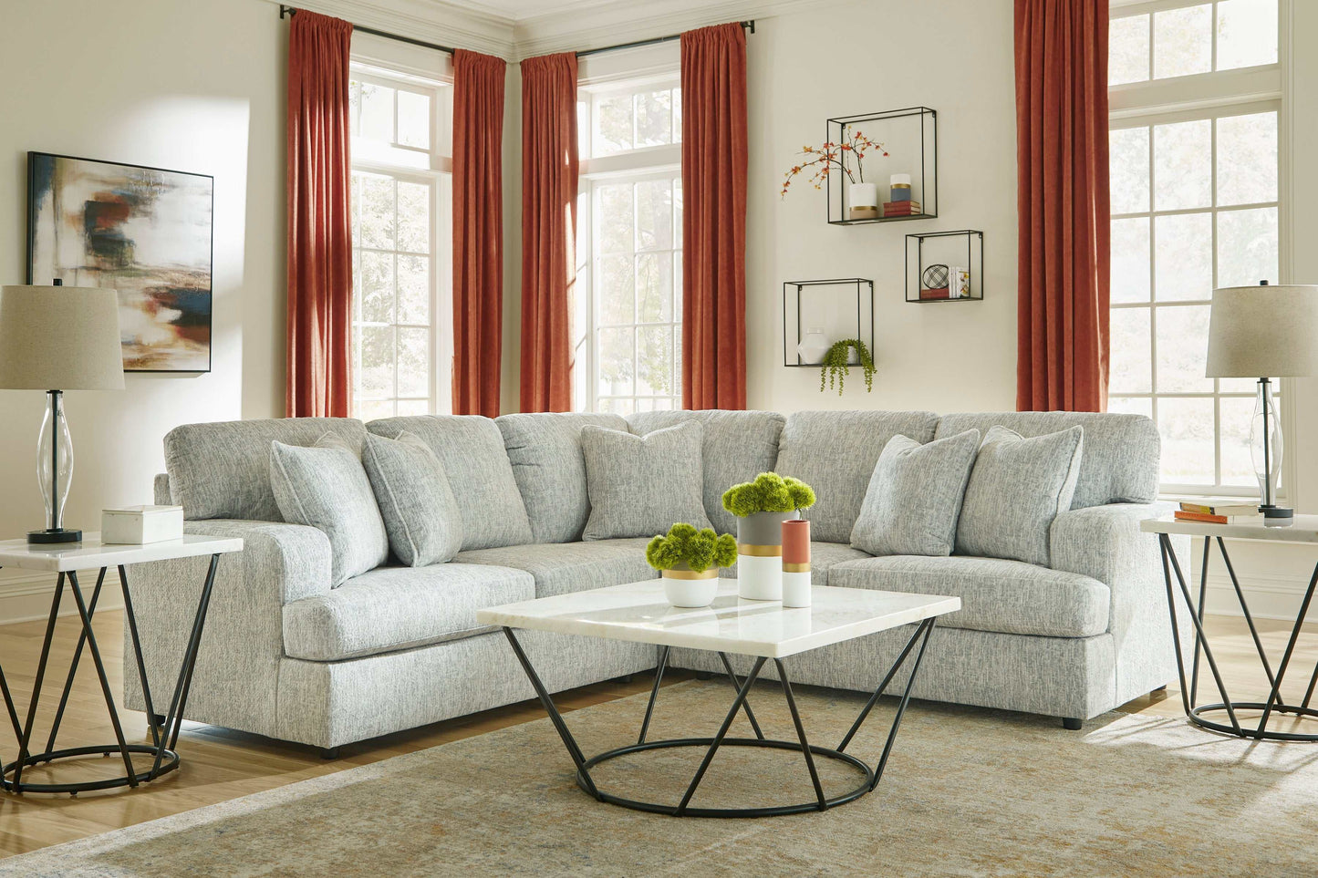 Playwrite Gray 3pc Symmetrical Sectional Sofa