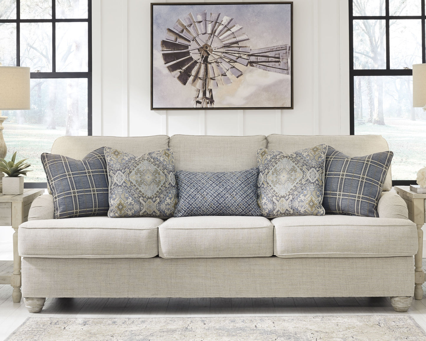 Traemore Linen Sofa, Loveseat, Chair, and Ottoman