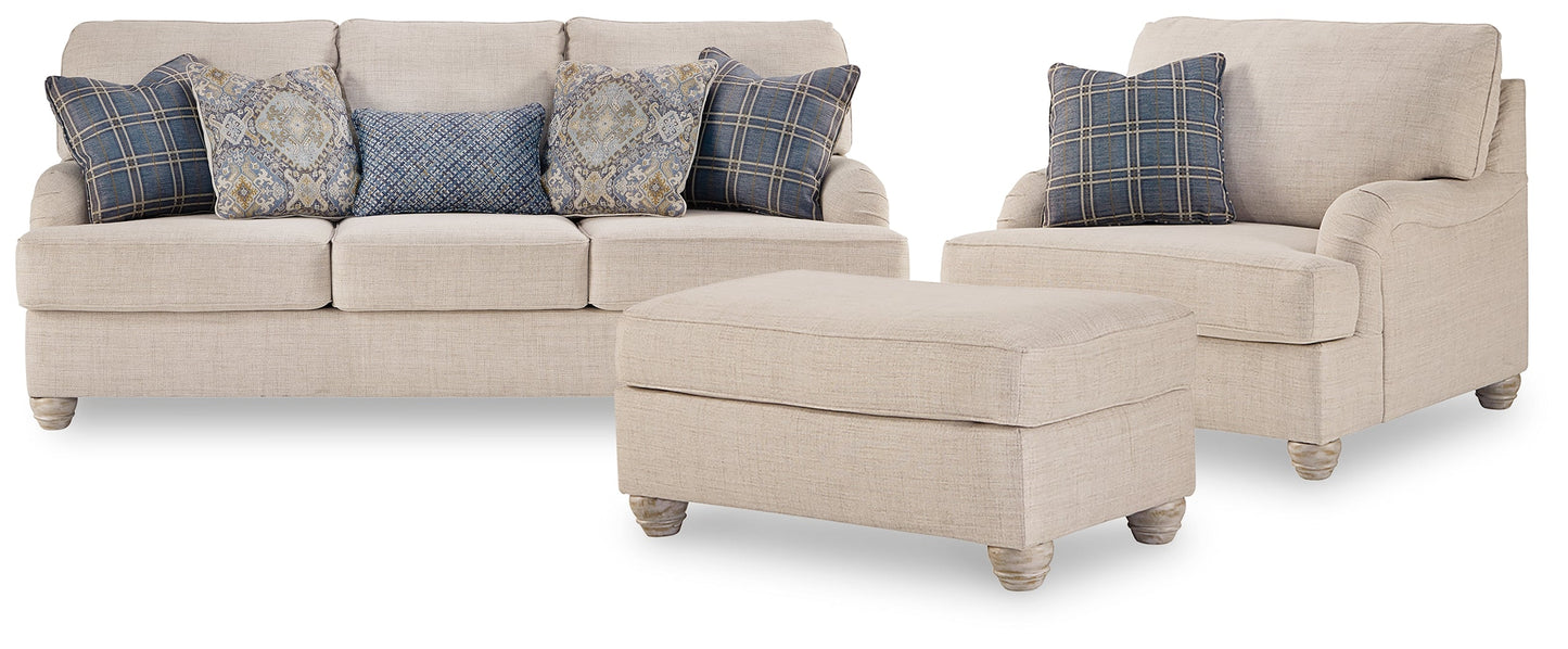 Traemore Linen Sofa, Oversized Chair and Ottoman