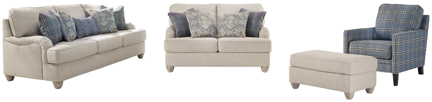 Traemore Linen Sofa, Loveseat, Chair, and Ottoman