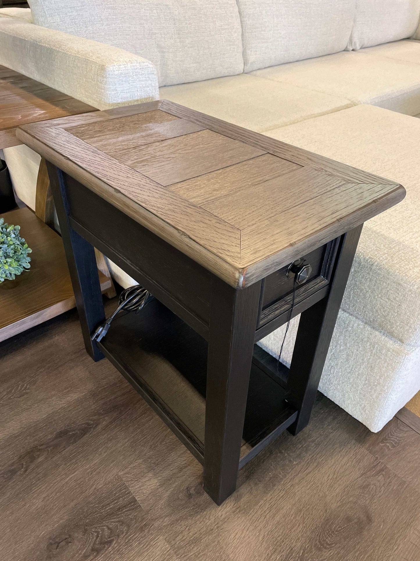 Tyler Creek Grayish Brown/Black Chairside End Table